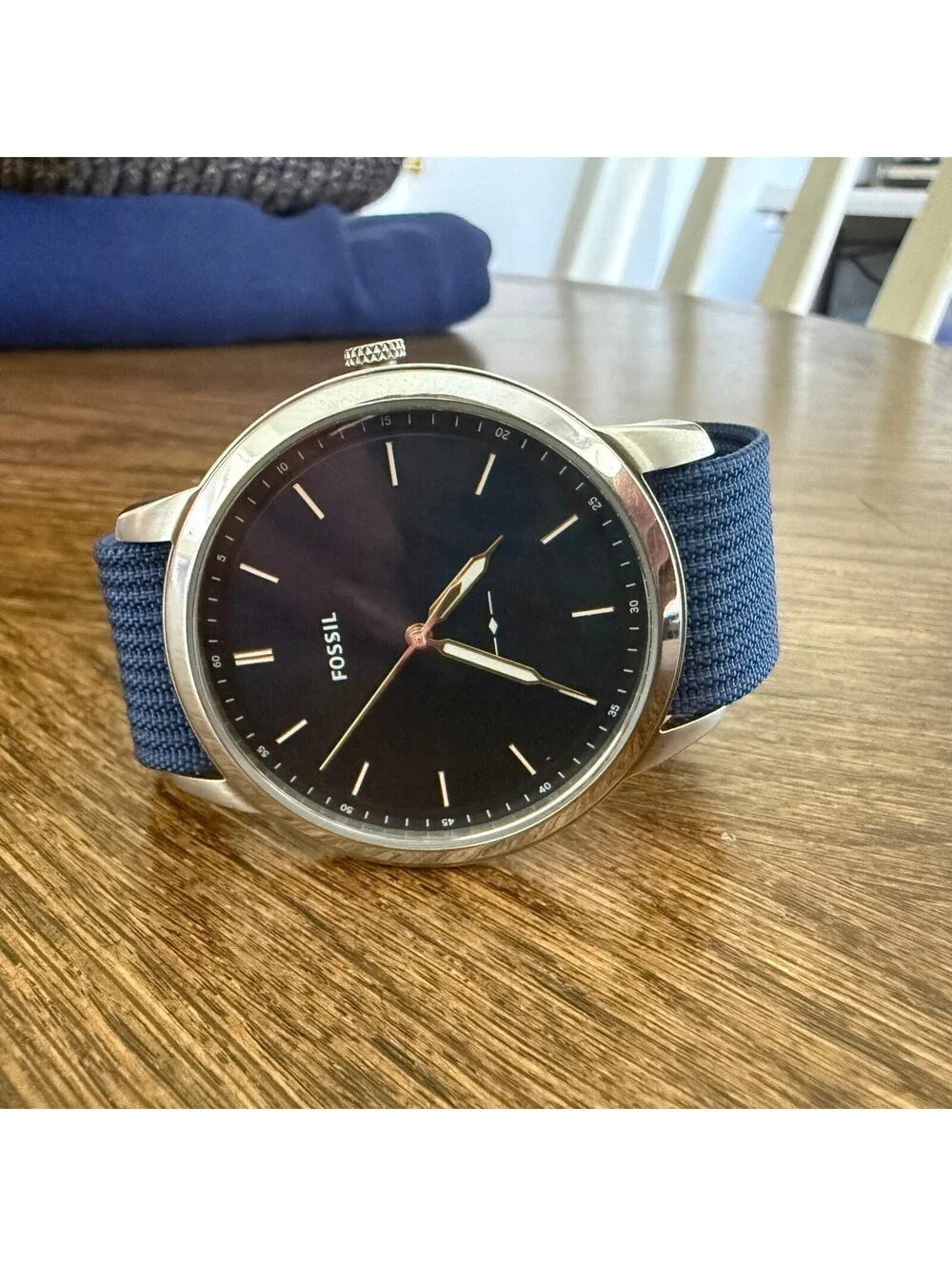 Fossil FS5304 The Minimalist Men's Blue Dial Quartz Watch New NATO Strap
